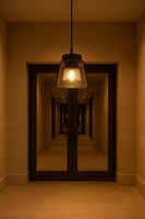 علاقي إنارة زجاجي بتصميم هرمي أنيق ينساب منه الضوء...