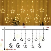 زينة رمضان 3 متر بطارية هلال ونجمة لامع