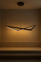 ثريا مودرن سوداء من الألمنيوم - إضاءة LED صفراء، م...