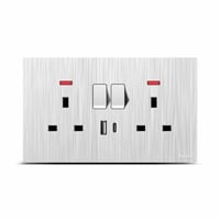 فيش 7×14 USB وType-C مدمج 13 امبير بيانو ابيض مفتا...