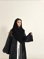 عباية حرير جاكار تركي أسود قصة نص كلوش