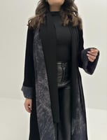 عباية مخمل أسود مع شيفون قصة كلوش
