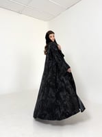 عباية حرير جاكار تركي أسود قصة نص كلوش