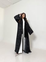 عباية حرير جاكار تركي أسود قصة نص كلوش