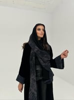 عباية مخمل أسود مع شيفون قصة كلوش