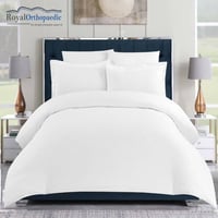 طقم لحاف فندقي مزدوج 7 قطع أبيض مخطط