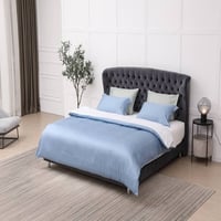 طقم لحاف 7 قطع نفرين فندقي فاخر ازرق فاتح وأبيض