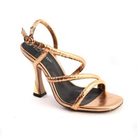 صندل كعب بلون روز قولد