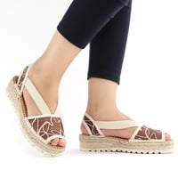 ESTEL-TA - صندل بني بخطوط مموجة