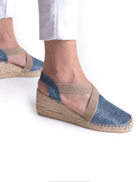 TRITON- صندل ويدج أزرق لامع توني بونس