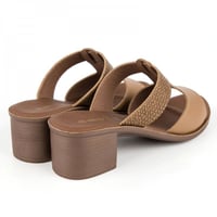 حذاء بني فاتح بكعب سميك - MUYA