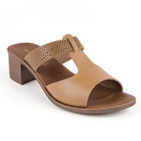 حذاء بني فاتح بكعب سميك - MUYA