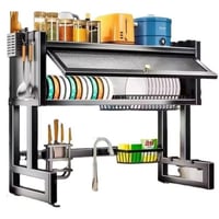 رف تجفيف الاطباق فوق الحوض مع غطاء