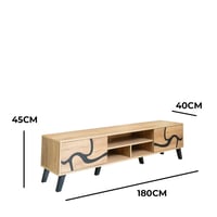 طاولة تلفزيون مستطيلة خشب ماليزي 160-180 سم - بيج...