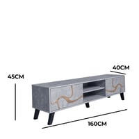 طاولة تلفزيون خشب ماليزي 160-180 سم - رمادي فاتح و...