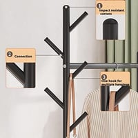 علاقة ملابس حديد مع 2 رف أسود بعجلات