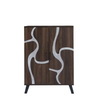 خزانة احذية بابين خشب ماليزي 5 أدوار - بني غامق ور...