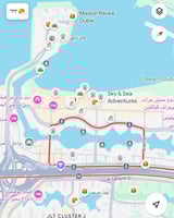 9 قوائم على خرائط قوقل لمدينة دبي ( بدون الجداول)