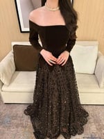 فستان بني جوخ مع كلفة