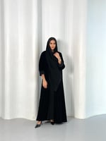 عبايه مخمل كوري مع شيفون مخمل