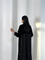 عبايه مخمل كوري مع شيفون مخمل