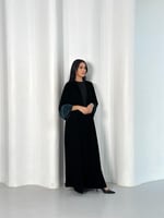 عبايه مخمل كوري مع شيفون مخمل