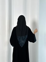 عبايه مخمل كوري مع شيفون مخمل