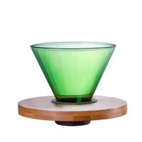 قمع V60 شفاف اخضر وخشب - مقاس 02