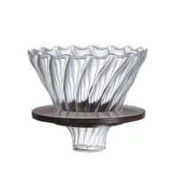 قمع V60 زجاج وخشب الجوز مقاس 02 - غامق مخطط