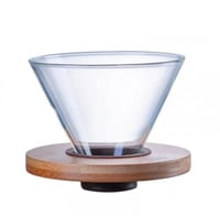 قمع V60 شفاف ابيض وخشب - مقاس 02