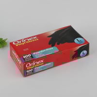 قفازات اورينكس فينيل 100حبة مقاس L لون اسود