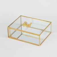 صندوق زجاج شفاف بحواف ذهبي 18*14*6 سم