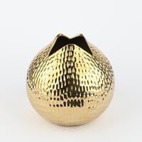 فازة سراميك لون ذهبي لماع ارتفاع 17 سم