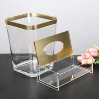 سله مهملات +علبه مناديل اكريليك بحواف ذهبي