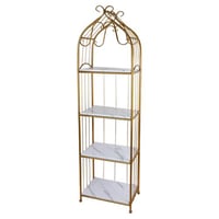 استاند ورد ذهبي مستطيل استيل مع خشب 4 دور ارتفاع 1...