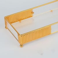 تبسي تقديم اكريلك شفاف مع ذهبي مقاس 50*17 سم