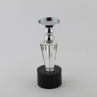 شمعدان استيل مع زجاج ارتفاع 22 سم