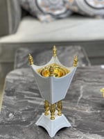 مبخرة حديد بلون ابيض مع فضي مقاس 25 سم