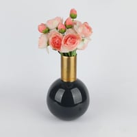 فازة حديد هندي لون كحلي بحواف ذهبي ارتفاع 25 سم