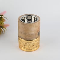 مبخرة خشب دائري بقاعدة ذهبي ارتفاع 12 سم