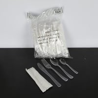 طقم شوك مع ملاعق مع سككين بلاستيك شفاف