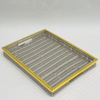 تبسي تقديم خزف مستطيل بحواف معدني ذهبي مقاس 40*30...