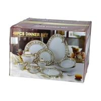 طقم سفرة سيراميك سادة 49 قطعة