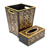 طقم سلة نفايات مع علبة مناديل مقاس 29 سم ارتفاع