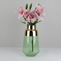 فازة زجاج بلون اخضرمع ذهبي مقاس 31سم