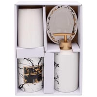 طقم حمام سراميك 4 قطع ابيض مزخرف