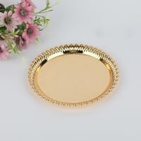 صحن حلا استيل ذهبي دائري مقاس 18 سم