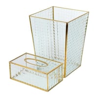 سلة مهملات مع علبة مناديل مربع جزاز