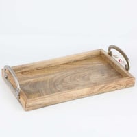 طوفرية تقديم خشب هندي مستطيل مقابض نحاس 20*35 سم