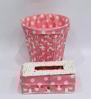 سلة مهملات مع علبة مناديل خزف مع قماش ارتفاع26سم